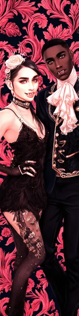 Free vampire bookmark featuring a vampire with a vampire lady